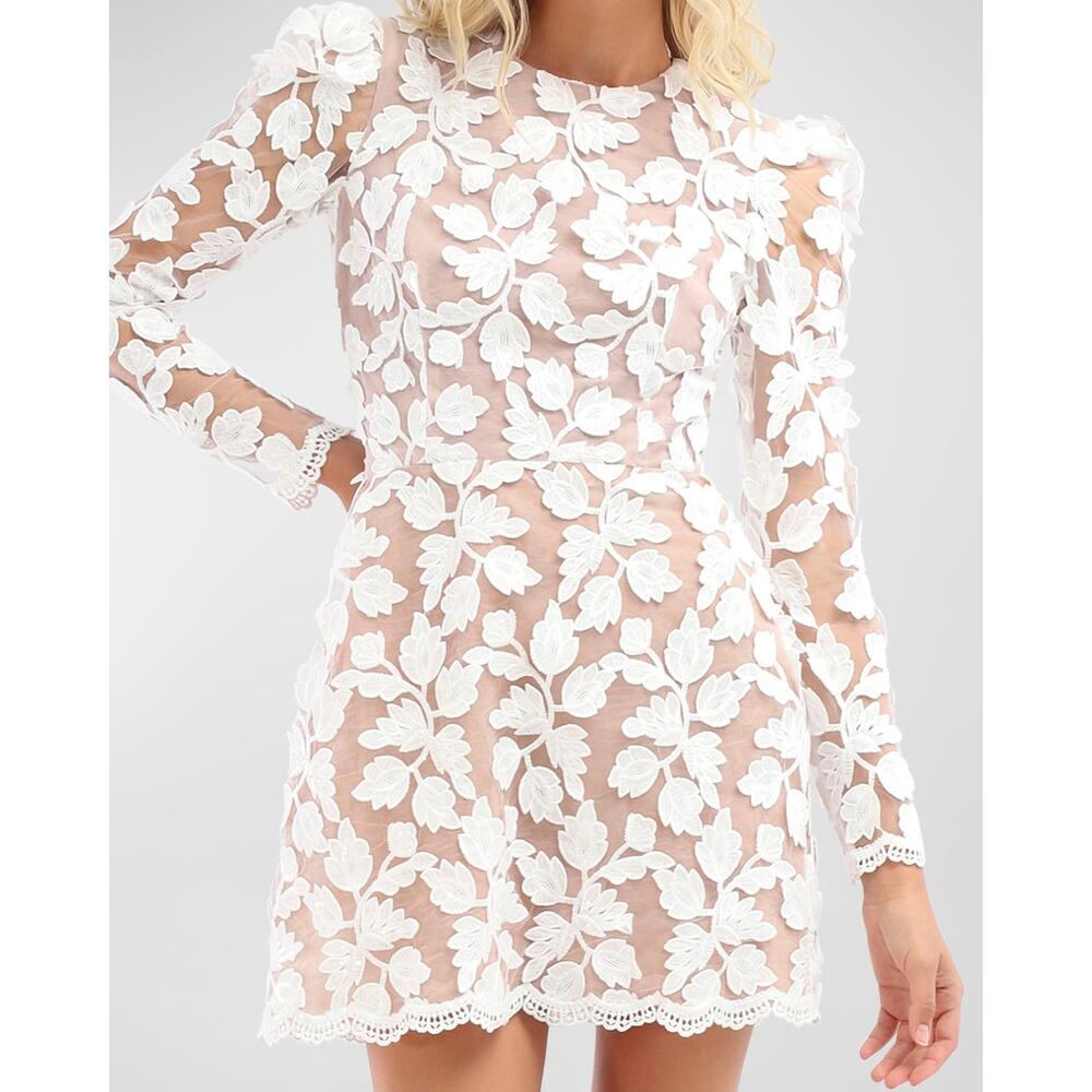 HELSI Christy Scalloped Floral Applique Mini Dress Size Medium